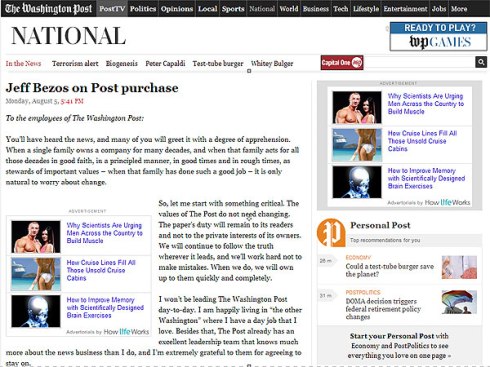 Fundador de Amazon compró en efectivo The Washington Post